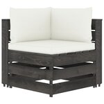 vidaXL Salon de jardin 8 Pièces avec coussins gris bois imprégné