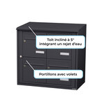 Bloc de boites aux lettres collectives extérieur 2 x 2 - fixation murale - Gris anthracite finition brillante - Leabox