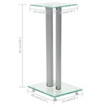 vidaXL Support haut-parleur 2pc Verre trempé Design 2 colonnes Argenté