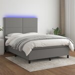 vidaXL Sommier tapissier et matelas et LED Gris foncé 140x190 cm Tissu