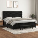 vidaXL Lit à sommier tapissier et matelas Noir 200x200 cm Velours