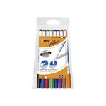 Bic velleda 1721 feutres pour tableau blanc effaçables a sec pointe conique fine - couleurs assorties  pochette de 8