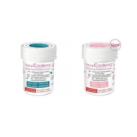 2 colorants alimentaires en poudre - bleu foncé-rose poudré
