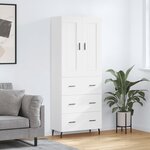vidaXL Buffet haut Blanc 69 5x34x180 cm Bois d'ingénierie