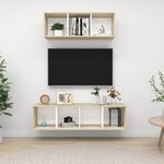 vidaXL Ensemble de meuble TV 2 Pièces Blanc et chêne sonoma Aggloméré