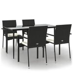 vidaXL Mobilier à dîner de jardin et coussins 5Pièces Noir Résine tressée