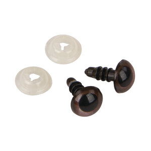Yeux de sécurité en plastique 8mm ø brun foncé avec rondelles 10 pces