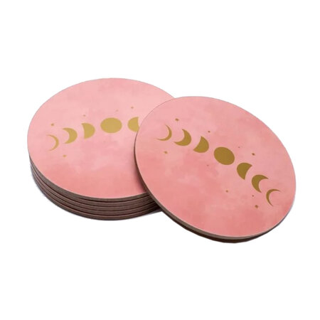 6 sous-verres ronds - phases de lune