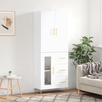 vidaXL Buffet haut Blanc brillant 69 5x34x180 cm Bois d'ingénierie