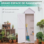 Armoire abri de jardin remise pour outils 3 étagères porte loquet toit pente bitumé 68L x 65l x 214H cm pin massif traité blanc