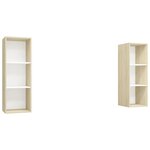 vidaXL Meubles TV muraux 2 Pièces Blanc et chêne sonoma Aggloméré