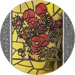 SUNFLOWERS by Van Gogh Stained Glass Art 2 onces argent monnaie 10 Cedis Ghana 2022
