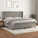vidaXL Lit à sommier tapissier et matelas Gris clair 200x200cm Velours