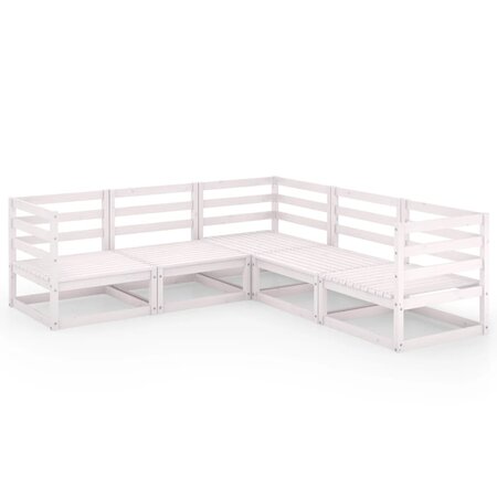 vidaXL Salon de jardin 5 Pièces Blanc Bois de pin massif