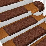 vidaXL Tapis d'escalier 15 Pièces 65x21x4 cm Marron