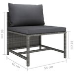 vidaXL Salon de jardin 7 Pièces avec coussins Résine tressée Gris