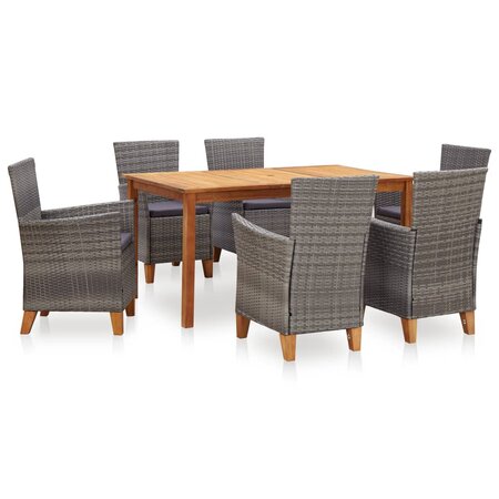 vidaXL Mobilier à dîner 7 Pièces Résine tressée et bois d'acacia Gris