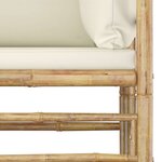vidaXL Salon de jardin 8 Pièces avec coussins blanc crème Bambou