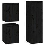 vidaXL Meubles TV 3 Pièces Noir Bois massif de pin