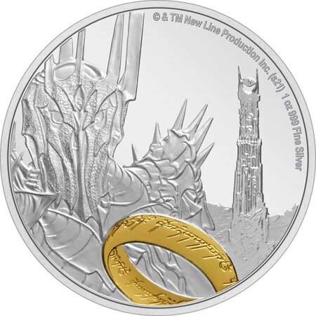 Pièce de monnaie 2 Dollars Niue 2021 1 once argent BE – Sauron
