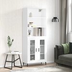 vidaXL Buffet haut Blanc brillant 69 5x34x180 cm Bois d'ingénierie