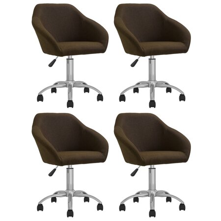 vidaXL Chaises pivotantes à manger lot de 4 marron foncé tissu