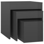vidaXL Tables gigognes 3 Pièces Gris brillant Aggloméré