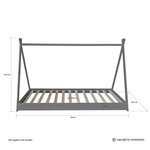 Lit Tipi Enfant 90x200 Tissu gris étoilé