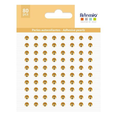 80 Perles Rondes Autocollantes Dorées