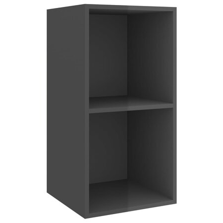 vidaXL Meuble TV mural Gris brillant 37x37x72 cm Aggloméré