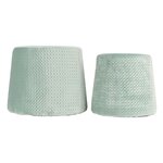 Poufs gigognes en velours gaufré (lot de 2) vert d'eau