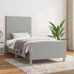 vidaXL Cadre de lit avec tête de lit Gris clair 100x200 cm Tissu