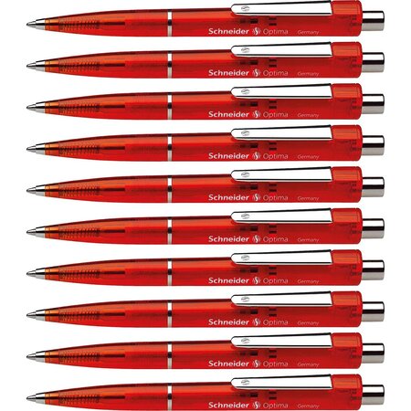Stylo à bille optima rouge pte moyenne rouge x 10 schneider