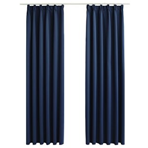 vidaXL Rideaux occultants avec crochets 2 Pièces Bleu 140x175 cm