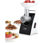 Bosch - hachoir a viande compact power - 500w - moteur bloqué 1800w - 2 kg/mn - 3 grilles de hachoir - blanc/noir