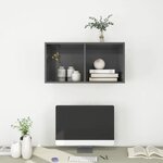 vidaXL Meuble TV mural Gris brillant 37x37x72 cm Aggloméré
