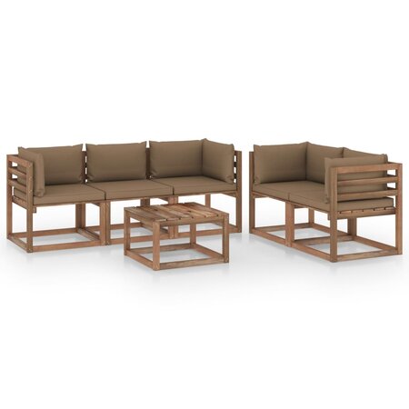 vidaXL Salon de jardin 6 Pièces avec coussins taupe