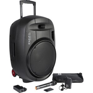 IBIZA PORT15 UHF-MKII - Systeme enceinte de sonorisation portable autonome 15/38CM AVEC USB, Bluetooth et 2 micros UHF
