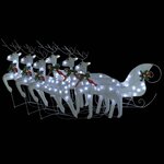vidaXL Décoration de Noël Renne et traîneau 140 LED extérieur blanc