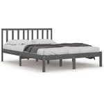 vidaXL Cadre de lit Gris Bois de pin massif 140x190 cm