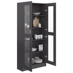 vidaXL Armoire à vitrine Gris brillant 82 5x30 5x185 5 cm Aggloméré