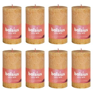 Bolsius Bougies pilier rustiques 8 Pièces 100x50 mm Jaune nid d'abeilles