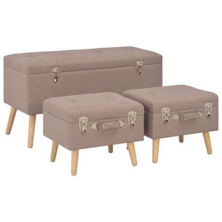 vidaXL Tabourets de rangement 3 Pièces Marron Tissu