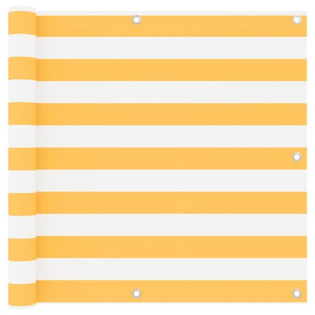 vidaXL Écran de balcon Blanc et jaune 90x400 cm Tissu Oxford