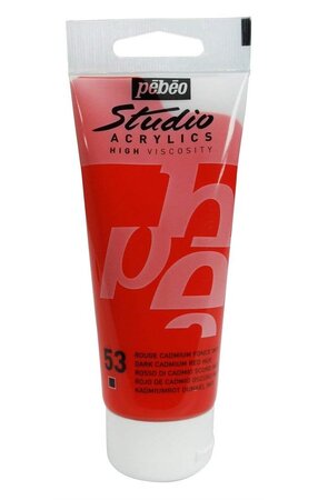 Peinture studio acrylique tube rouge cadmium foncé imitation 100 ml pébéo
