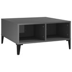 vidaXL Table basse Gris brillant 60x60x30 cm Aggloméré