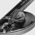 JOHANN SEBASTIAN BACH Musical b Note Shaped 1 onces argent monnaie 5000 Francs Chad 2023