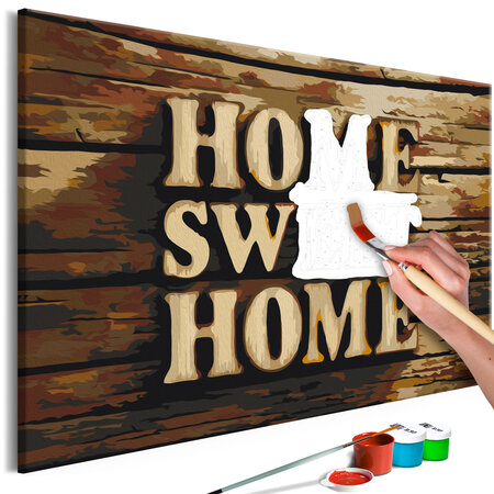 Tableau à peindre par soi-même - wooden home l x h en cm 60x40