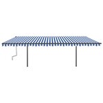 vidaXL Auvent automatique rétractable et poteaux 6x3 5 m Bleu et blanc