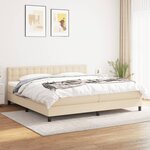 vidaXL Lit à sommier tapissier avec matelas Crème 200x200 cm Tissu